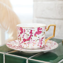 Load image into Gallery viewer, British Style Luxury Moroccan Coffee Cup and Saucer Set with Gold Handel Ceramic Cappuccino Afternoon Tea Cup 250ml