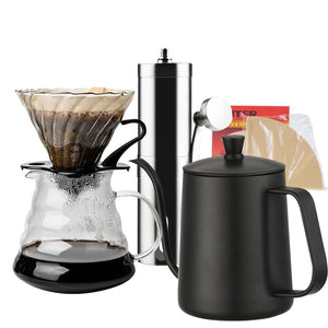 New Ecocoffee New Arrival Freeshipping Eco-friendly V60 Drip Sets 580ml Heatproof Coffee Server Kettle Filters Hot Sale