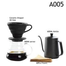 Load image into Gallery viewer, New Ecocoffee New Arrival Freeshipping Eco-friendly V60 Drip Sets 580ml Heatproof Coffee Server Kettle Filters Hot Sale
