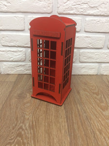 Telephone box London red tea house K made of wood 10x10x22 cm tea bag box for kitchen interior