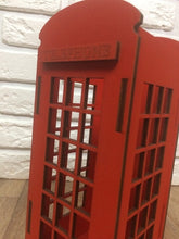 Load image into Gallery viewer, Telephone box London red tea house K made of wood 10x10x22 cm tea bag box for kitchen interior
